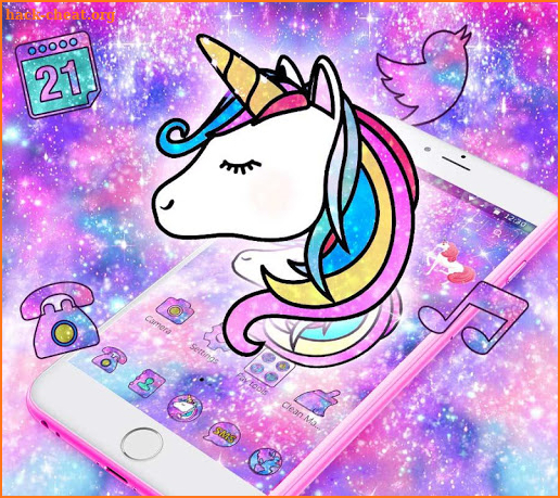 Galaxy Unicorn Shiny Glitter Theme screenshot
