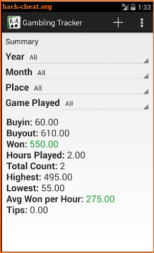 Gambling Tracker screenshot