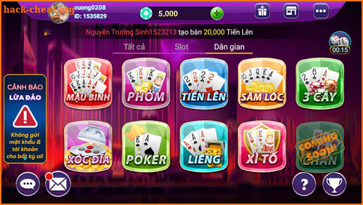 Game Bai 3C - Danh bai doi thuong Online screenshot