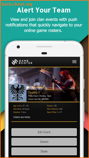 Game Roster screenshot