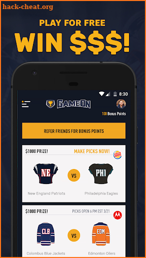 GameOn - Free Sports Picks 🤑🏆🏈🏀 screenshot