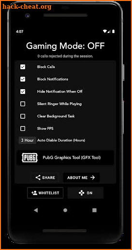 Gaming Mode with GFX Tool screenshot