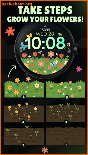 Garden Steps floral watch face screenshot