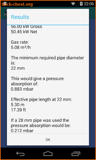 Gas Pipe Sizing Calculator screenshot