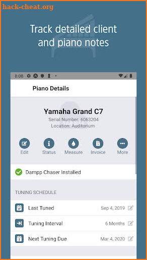 Gazelle: Piano Tech Software screenshot