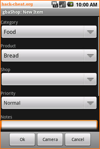 gbaShop Shopping List screenshot