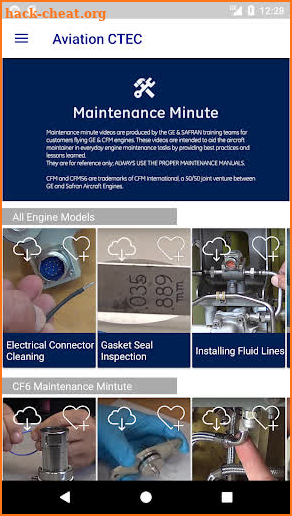 GE and CFM maintenance Minute screenshot