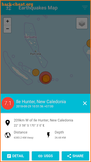 Gempa - USGS Earthquakes report screenshot