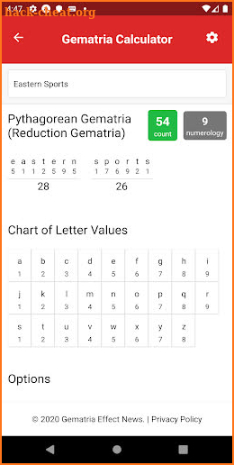 GEN Gematria Calculator screenshot