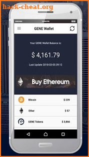 GENE Wallet (Bitcoin, Ether, GENE, ERC-20) screenshot