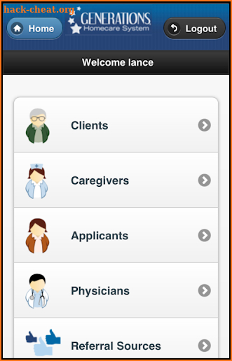 Generations Homecare System screenshot