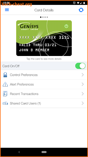 Genisys Card Controls screenshot