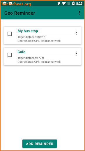 GeoReminder - GPS alert screenshot