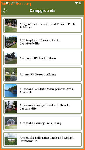 Georgia State RV Parks & Campg screenshot