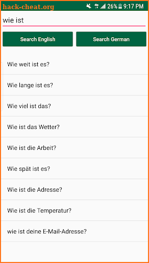 German Phrases, Listening and Vocabulary screenshot