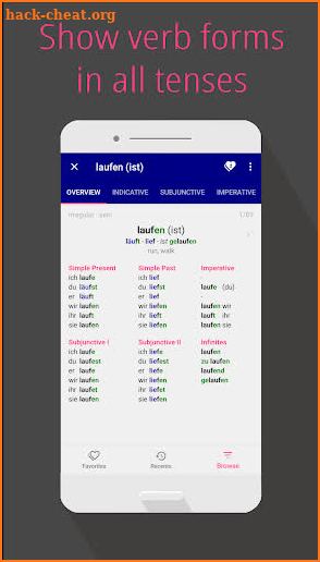 German Verbs Pro: conjugation translation grammar screenshot