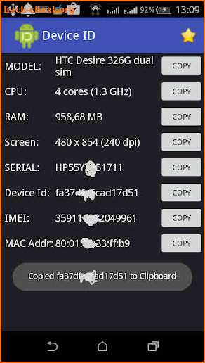 Get Device ID, IMEI, MAC Addr screenshot