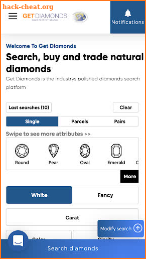 Get Diamonds - The largest diamond listing website screenshot