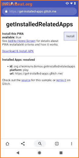 getInstalledRelatedApps Demo screenshot
