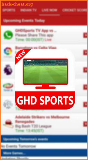 GHD SPORTS - Free Cricket Live TV Thop TV Guide screenshot