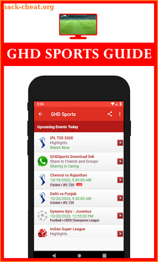 GHD SPORTS - Free HD Live TV Guide screenshot