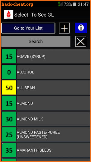 GI and glycemic load screenshot