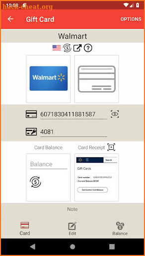 Gift Card Balance+ (balance check of gift cards) screenshot