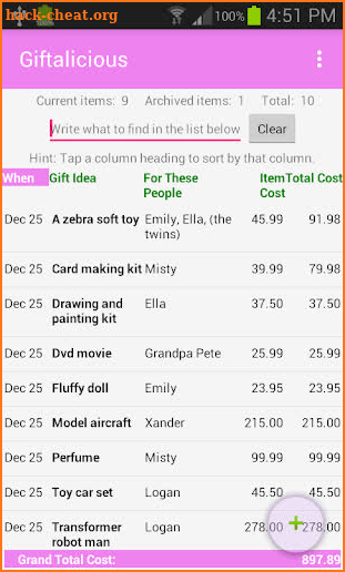 Giftalicious Gift List+Photos screenshot