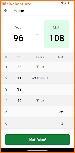 Gin Rummy Score Tracker screenshot