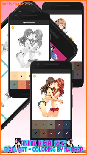 Girly Anime Sexy Bikini Pixel Art Color By Number screenshot