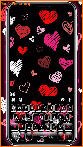 Girly Hearts Doodle Keyboard Theme screenshot