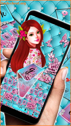 Girly Pink Blue Keyboard Theme screenshot