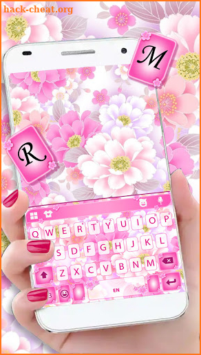 Glamour Pink Flowers Keyboard Background screenshot