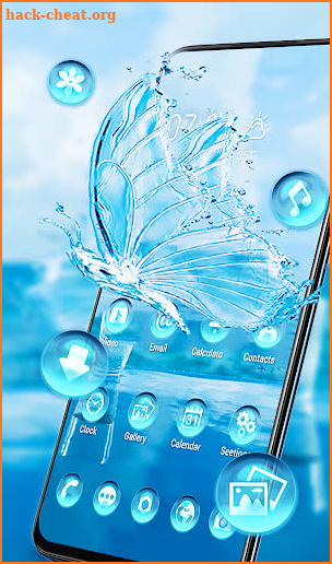 Glass crystal butterfly theme with water quality screenshot