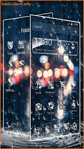 Glass Rain Water Drop Gravity Theme screenshot