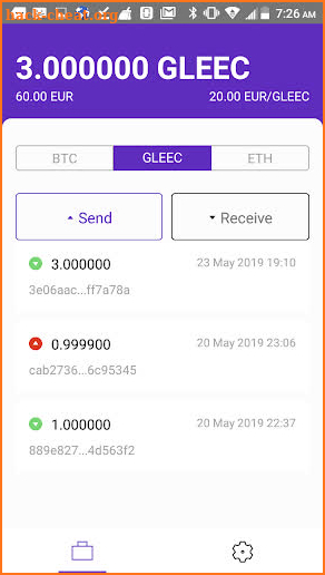 Gleec Wallet screenshot