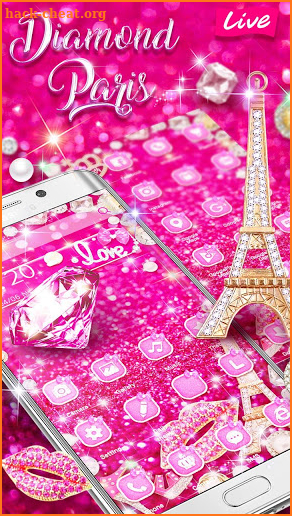 Glitter 3D Pink Eiffel Theme screenshot