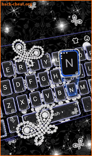 Glitter Butterfly Diamond Keyboard Theme screenshot