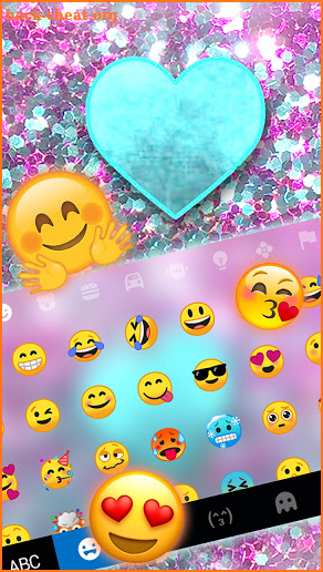 Glitter Cyan Heart Keyboard Background screenshot