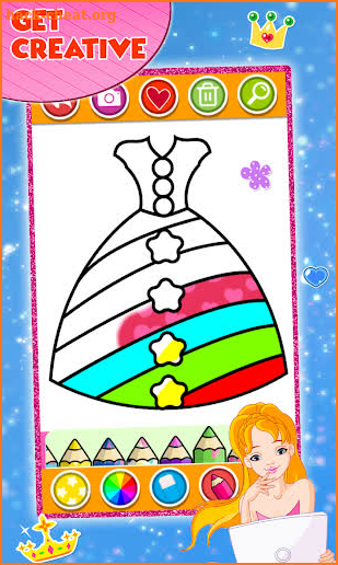 Glitter Dress Coloring and Drawing for Kids screenshot