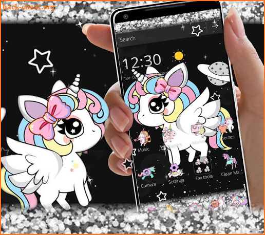 Glitter Galaxy Cute Rainbow Unicorn Theme screenshot