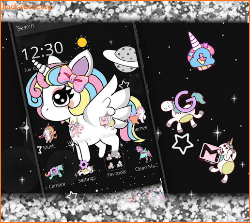 Glitter Galaxy Cute Rainbow Unicorn Theme screenshot