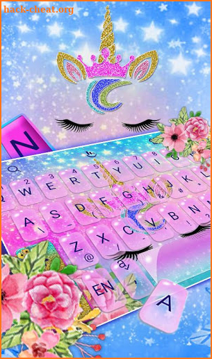 Glitter Galaxy Unicorn Flower Rose Keyboard Theme screenshot