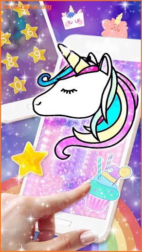 Glitter Galaxy Unicorn Live Lock Screen Wallpaper screenshot