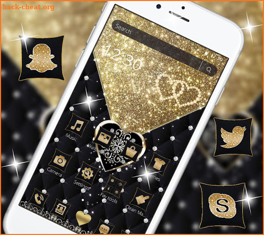 Glitter Gold Black Heart Theme screenshot
