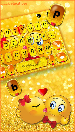 Glitter Gold Love Emojis Keyboard Theme screenshot