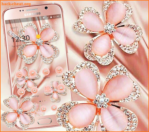 Glitter Gold Rose Diamond Flower Theme screenshot
