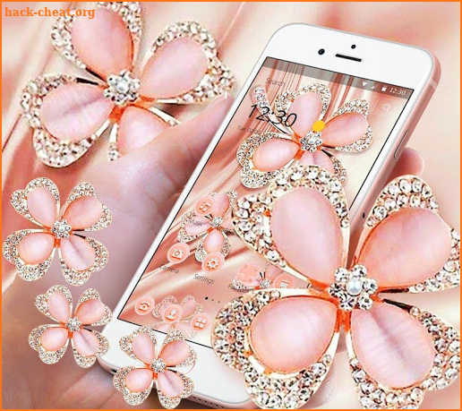 Glitter Gold Rose Diamond Flower Theme screenshot