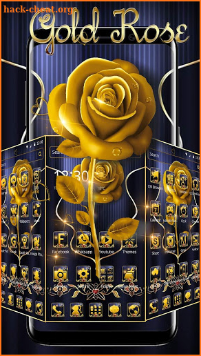 Glitter Gold Rose Theme Wallpaper screenshot