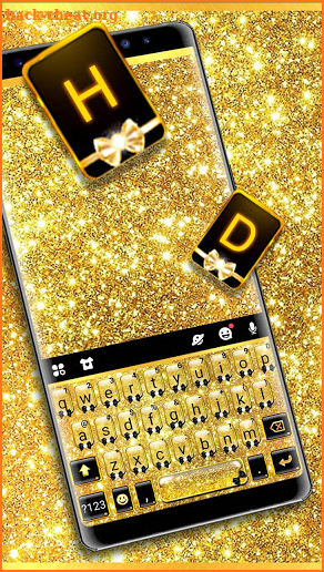 Glitter Golden Bow Keyboard Theme screenshot